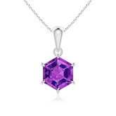 925 Sterling Silver Hexagon Solitaire Gemstone Pendant
