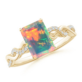 Goldhartz Emerald-Cut Solitaire Infinity Twist Ring | 12 Birthstones | AAA+ Stone Quality | 925 Sterling Silver | 18kt Yellow Gold Overlay | Handcrafted | Engagement Ring | Best gift for her1