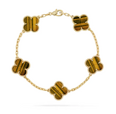 925 Sterling Silver Milgrain Bezel Set Clover Gemstone Bracelet | Best Gift for Her