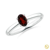 925SS Classic Solitaire Oval Garnet Promise Ring Rodihum Plated | Multi Birthstone Ring