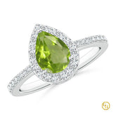 925SS Pear Amethyst Ring with Diamond Halo | Engagement Ring