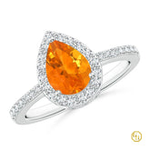 925SS Pear Tanzanite Ring with Diamond Halo | Engagement Ring