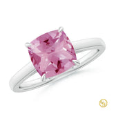 925SS Classic Solitaire Cushion Aquamarine Cocktail Ring