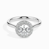 925 Sterling Silver Brilliant Solitaire Halo Ring, Engagement Ring
