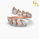 925 Sterling Silver Pear Cut Moissanite Open Wrap Statement Ring | Cocktail Ring for Women