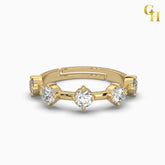 925 Sterling Silver Round Moissanite Scattered Eternity Band | Stackable Alternating Sparkling Promise Ring