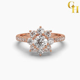925 Sterling Silver Full Bloom Lotus Halo Pave Ring | Engagement Ring for Women