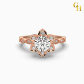 925 Sterling Silver Round Brilliant Moissanite Stone Lily Ring