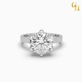 925 Sterling Silver Brilliant Round 6 Prong Moissanite Engagement Ring