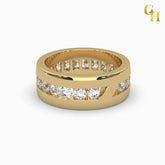 925 Sterling Silver Multi Moissanite Stone Men's Eternity Wedding Band