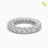 925 Sterling Silver Round Moissanite Trellis Eternity Band Ring
