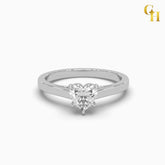 925 Sterling Silver Heart Shaped Solitaire Moissanite Engagement Ring