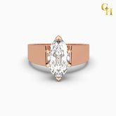 925 Sterling Silver Solitaire Marquise Moissanite Dome Engagement Ring