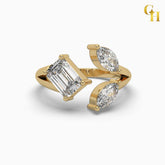 Emerald & Marquise Open Cuff Ring | Cocktail Ring for Women