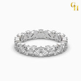 925 Sterling Silver Fleur Eternity Moissanite Ring | Marquise and Round Moissanite Eternity Band