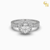 925 Sterling Silver Round Cut Moissanite Ever and Ever Halo Engagement Ring