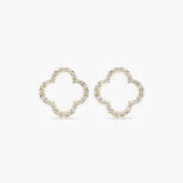 Ethereal Clover Stud Earrings | AAA+ Stone Quality | 925 Sterling Silver | 18kt Gold & Rose Gold Overlay | For Women & Girls | Handcrafted | Best Gift for Her | Goldhartz