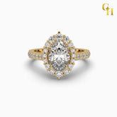 925 Sterling Silver Vintage inspired Oval Moissanite Halo Engagement Ring