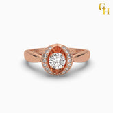 925 Sterling Silver Round Cut Moissanite Almond Halo Engagement Ring