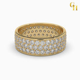 925 Sterling Silver 3 Row Pave Moissanite Eternity Band Ring | Fancy Lady's Ring for Party wear