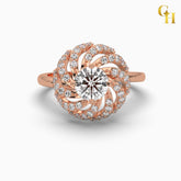 925 Sterling Silver Galaxy Halo Moissanite Engagement Ring