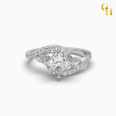 925 Sterling Silver Princess Cut Forever One Moissanite Engagement Ring