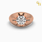 925 Sterling Silver Vintage Style Moissanite Solitaire Belcher Set Ring