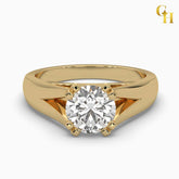 925 Sterling Silver Cathedral Round Cut Solitaire Moissanite Engagement Ring