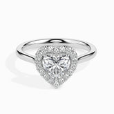925 Sterling Silver Halo Heart Solitaire Ring