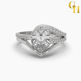 925 Sterling Silver Tear Shaped Moissanite Twin Bypass Engagement Ring