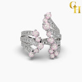 925 Sterling Silver Clarice Pearl and Moissanite Cocktail Ring | Fancy Lady's Ring for Party wear
