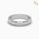 925 Sterling Silver Baguette Moissanite Channel Set Wedding Band Ring