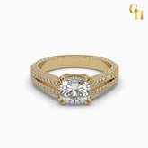 925 Sterling Silver Princess Cut Moissanite Double Hidden Halo Split Shank Engagement Ring