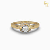 925 Sterling Silver Round Cut Moissanite Curved Halo Engagement Ring
