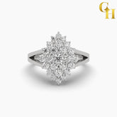 925 Sterling Silver Spectacular Cluster Moissanite Cocktail Ring for Women