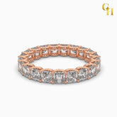 925 Sterling Silver Emerald Cut Moissanite Shared Prong Eternity Ring Band