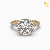 925 Sterling Silver Classic 4-Prong Round Cut Moissanite Ring with Side Stones