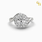 925 Sterling Silver Brilliant Solitaire Halo Bypass Ring | Semi Mount