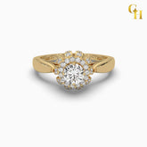 925 Sterling Silver Round Moissanite Crown Halo Engagement Ring