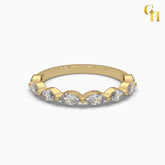 925 Sterling Silver Horizontal Thin Marquise Half Eterity Band