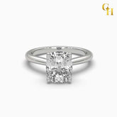 925 Sterling Silver Cushion Cut Solitaire Moissanite Hidden Pave Engagement Ring