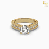 925 Sterling Silver Classic Moissanite on Detailed Milgrain Engagement Band