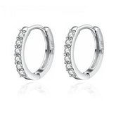 925 Sterling Silver Small Round Zirconia Pave Hoop Earring