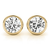 925 Sterling Silver Bezel Set Round Stud Earring