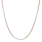 Trilogy of Radiance Triple Tone Plated 925 Sterling Silver Chain