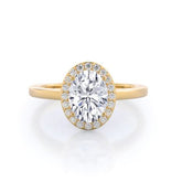 925 Sterling Silver Oval Halo Solitaire Ring with Zirconia Accent