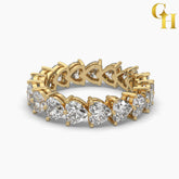 925 Sterling Silver Heart Shaped Moissanite Eternity Ring | Engagement Ring for Women | Stackable Alternating Sparkling Heart Band