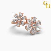 925 Sterling Silver Forget Me Not Twin Flower Open Ring | Cocktail Ring