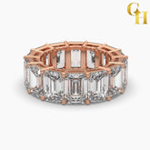 925 Sterling Silver Emerald cut Moissanite Eternity Ring | Engagement Ring for Women | Stackable Alternating Sparkling Wedding Band