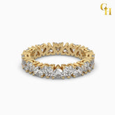 925 Sterling Silver North South Heart Shaped Moissanite Eternity Band Ring